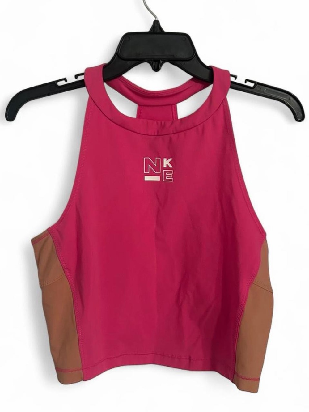 Nike Women’s Fuchsia Cropped Racerback Tank with Tan Panels